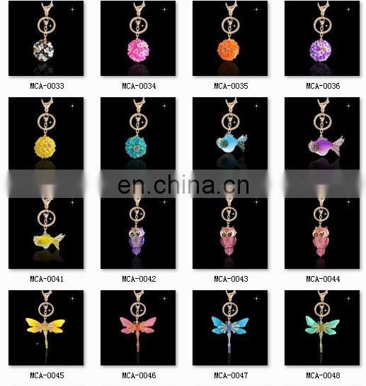 Fashion Crystal rhinestone beads mini toad keychain MCA-0312