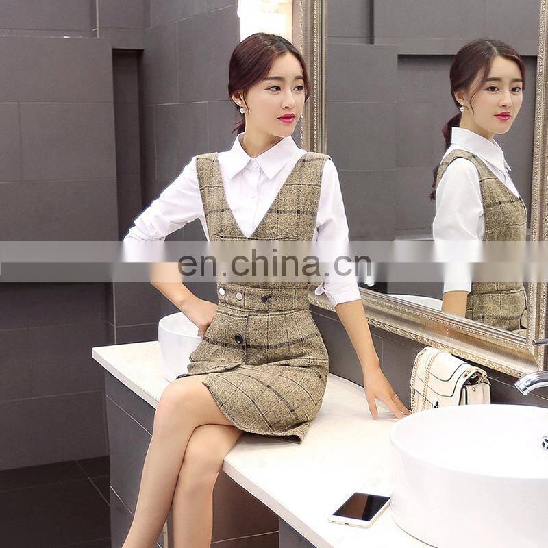 2015 Women new sexy fashion wool vest dress , Wholesale Simple Lattice Fashion Dress