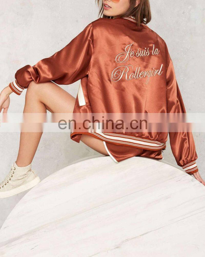 American Europe Style Outdoor Clothing Girl Women Embroidered Zipper Winter Wears Red Color