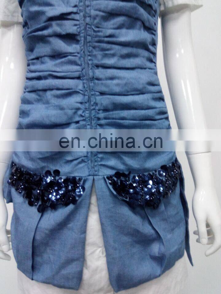2016 fashion ladies clothes denim women dress with stylish blouses designs