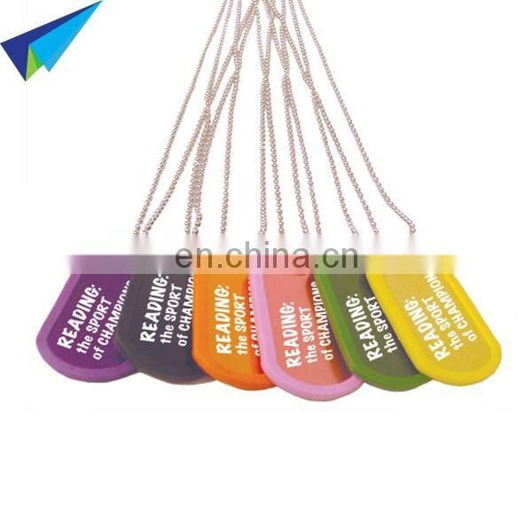 Aluminum red dog tag with engraved logo