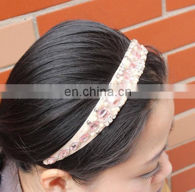 elastic headband with rhinestone pearl hair accessories bohemia crystal pearl elastic hair bands women