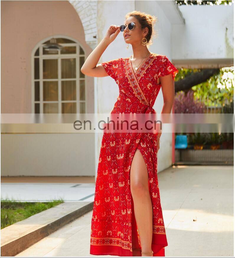 Baroque Border Print Plus size Short Sleeve Cover up Women Summer Casual Dress