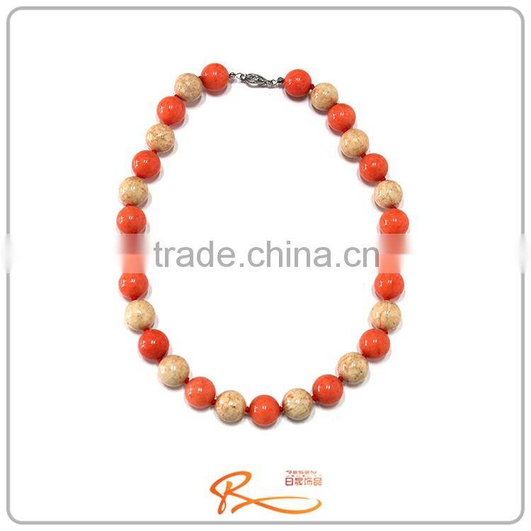 Wholesale women temperamental fashion simple design red bead necklace