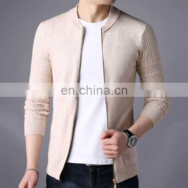 Factory wholesale spring and autumn new men's knitted cardigan fashion slim-fit stand collar sweater