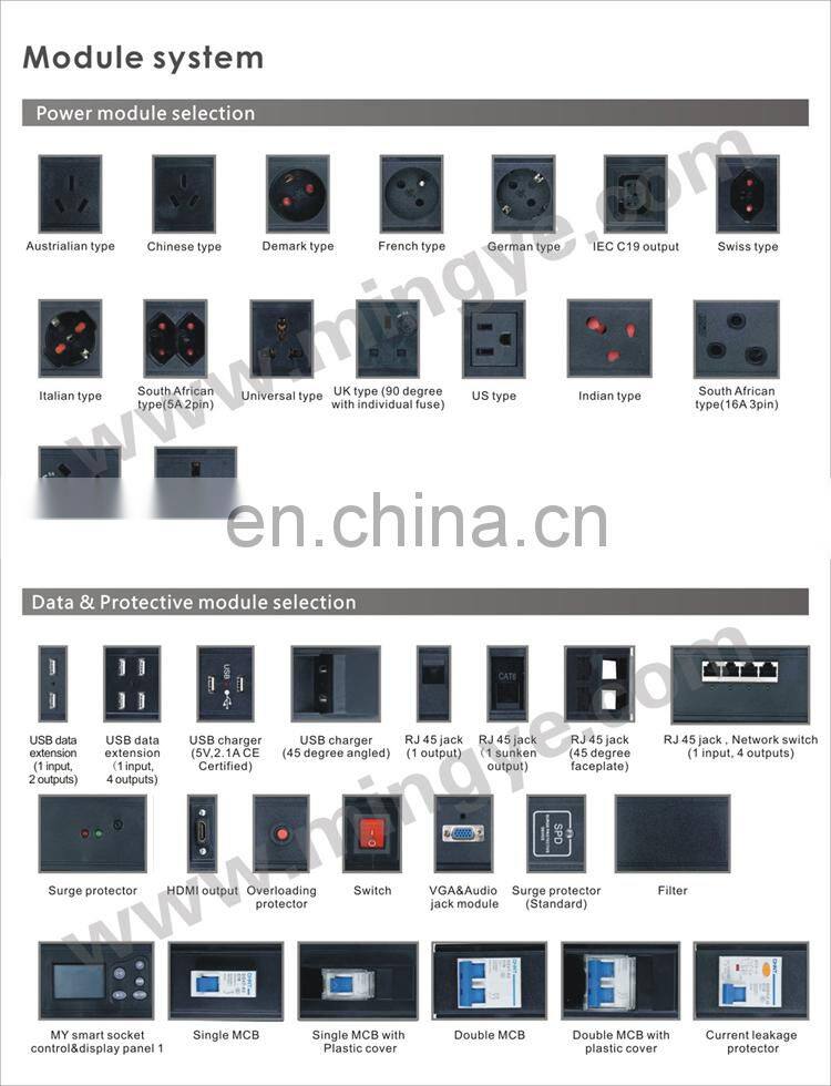 corner installation pop up multiple power socket