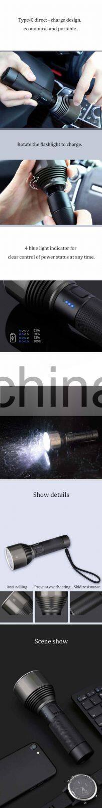 NexTool outdoor flashlight 2000lm 380m 5 Modes IPX7 Waterproof LED light Type-C Seaching Torch for Campi