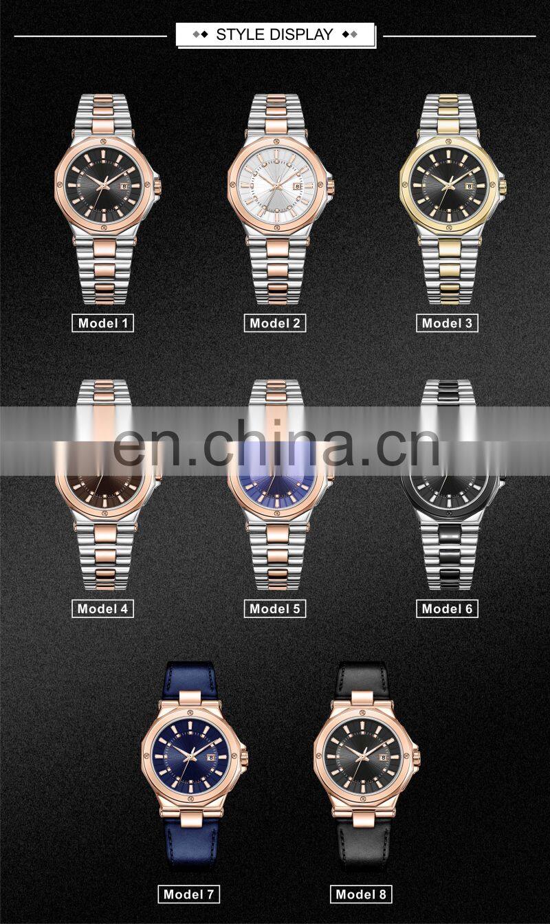 High Quality Steel Case Watch For Men Genuine Leather Band Stylish Waterproof Quartz Watches Luxury Couple Watch Set