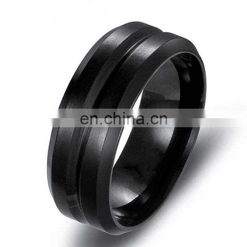 Fashion 8MM Men's Stainless Steel Rings Colorful Groove Beveled Edge Wedding Engagement Ring Men's Anniversary Jewelry