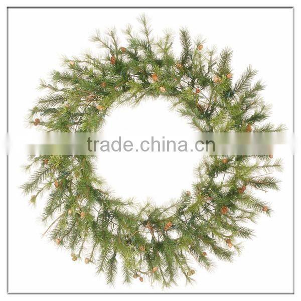 Natural rattan christmas garland with green leaves and berries/luxury led christmas garland