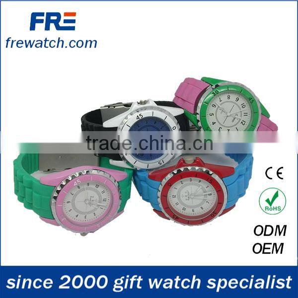 2015 popular contrast color silicone watch for young