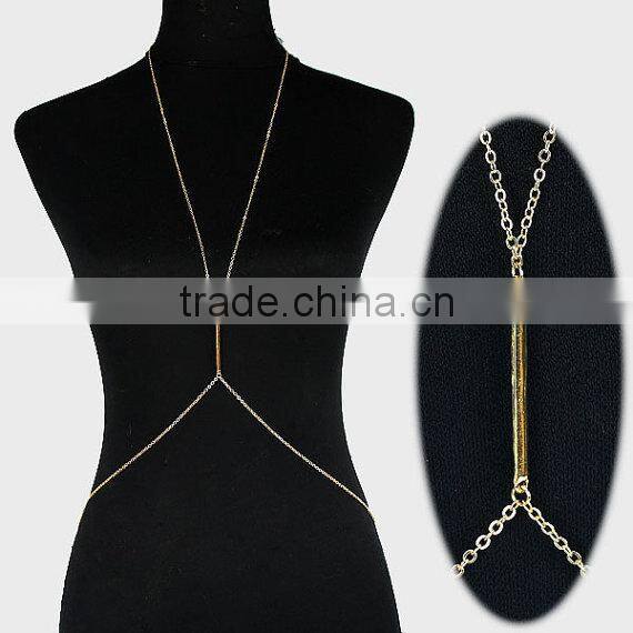 Black & Goldtone Multi Layered Chains with Matching Earrings Jewelry Set