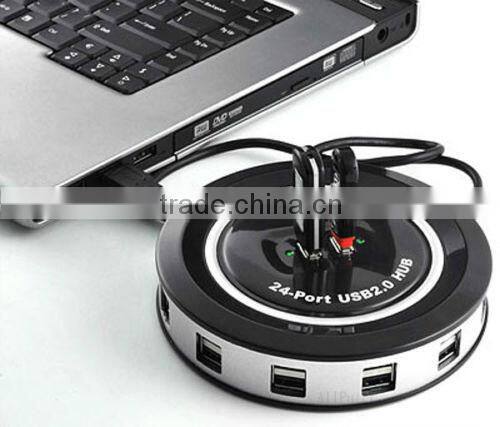 24 Port USB Hub 2.0 with AC Adapter Plug USB Cable Hi-speed