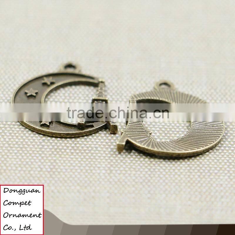 Wholesale diy jewelry the zinc alloy moon stars tower pendant