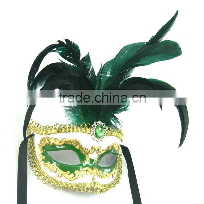 Hand Painted Mask For Easter With Feather Rhinestone Handmade