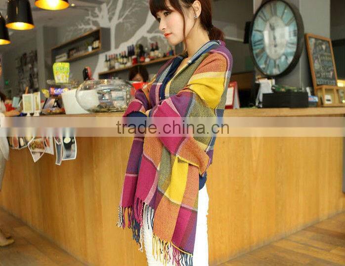 Fashion Plaid Ladies Cashmere Shawl