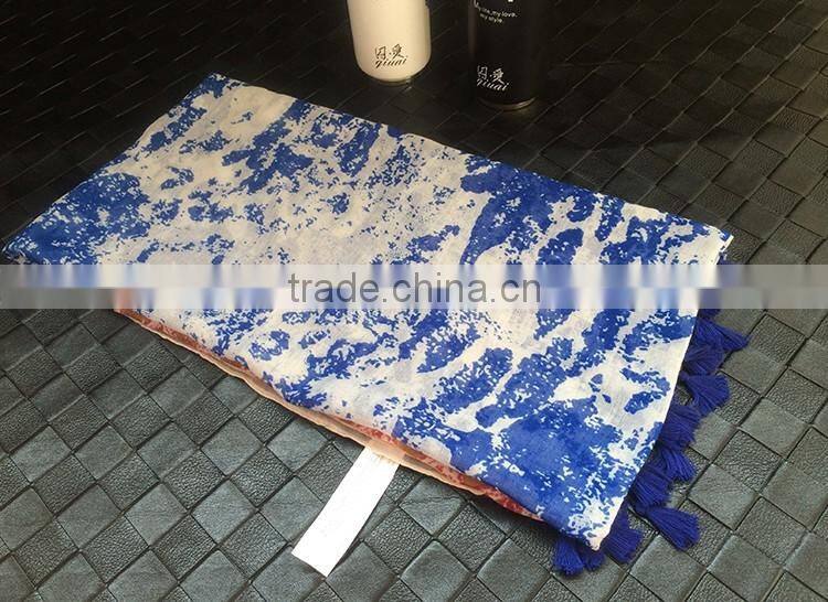 Ink Painting Print Design Large Long Cotton Pashmina Scarf Women Hijab