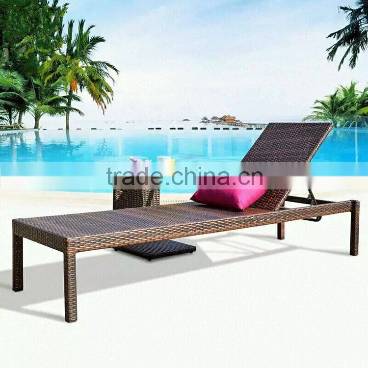 Patio Wicker Furniture Beach Sunbeds Lounge Rattan Sun Patio Pool Chaise Lounge Chair