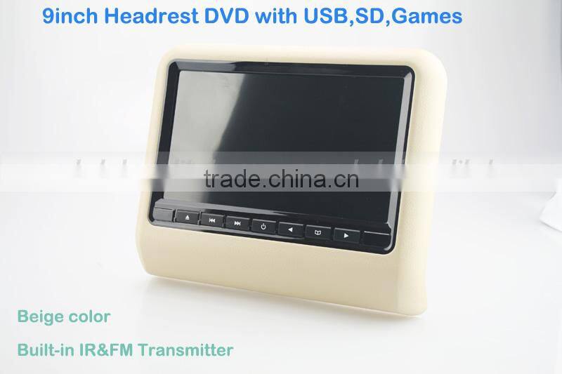 9 Inch car audio multimedia car entertainment system headrest DVD