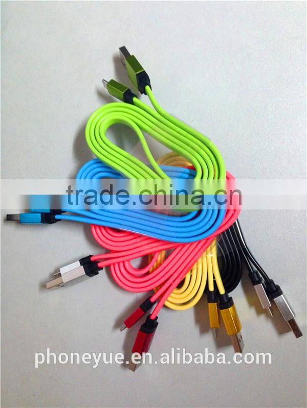 1m colorful aluminium alloy micro usb flat cable for samsung