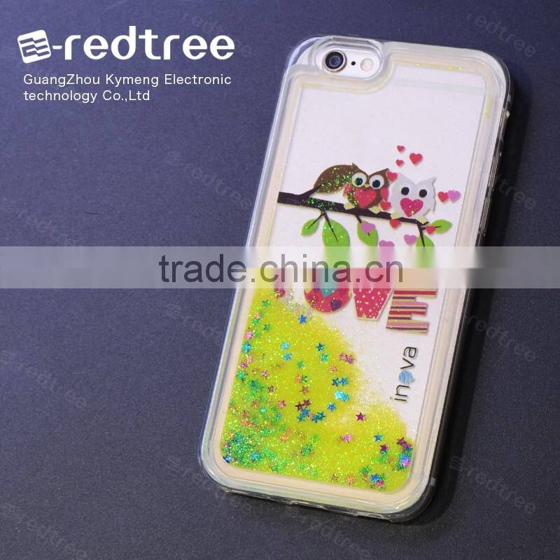 Eco-friendly Clear TPU and Liquid Feature Mobile Phone Case for Iphone 6 6s 7