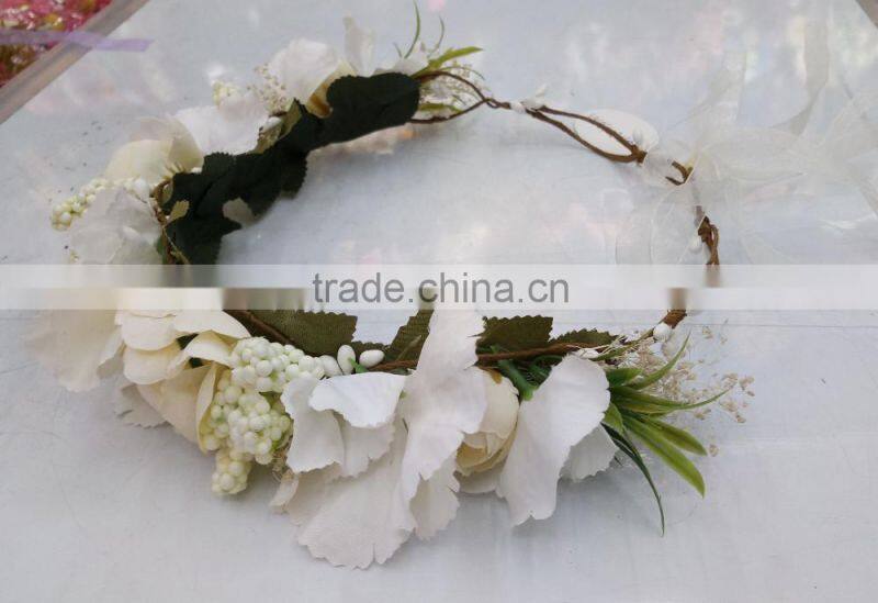 HL017 wholesale Fashion tiara flower crown headband for women wedding flower garland crown