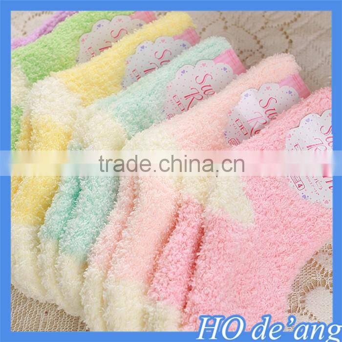 Hogift new winter children candy colored coral cashmere warm tube socks baby floor socks MHo-203