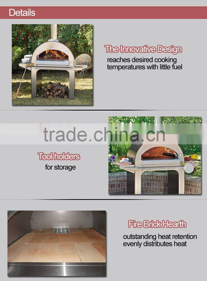 stainless steel outdoor wood-fired pizza oven