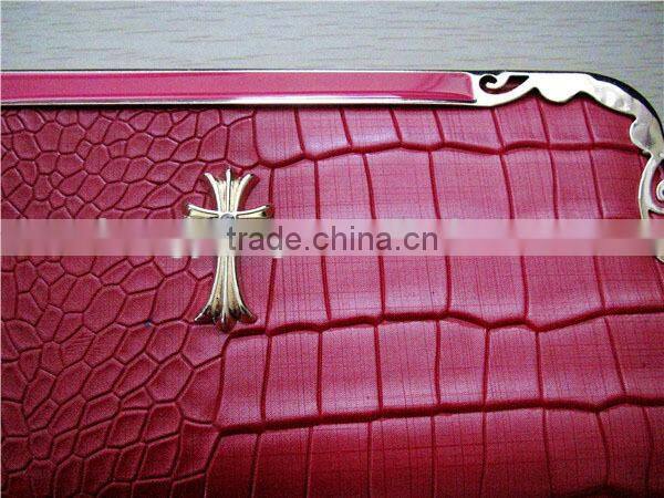 Cheap factory price rose red alligator pattern pu elegant ladies hand purse