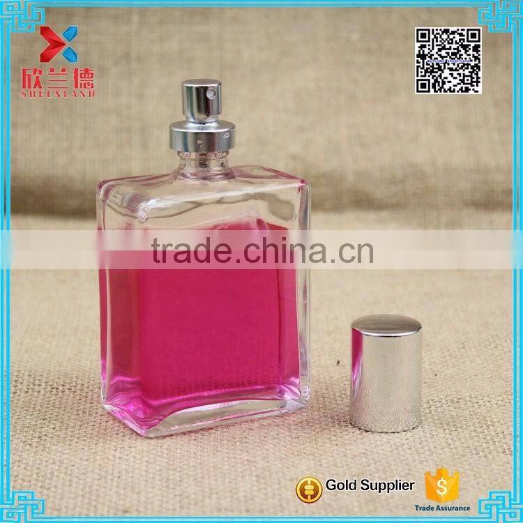 100ML wholesale customized classic square empty clear glass perfume bottle