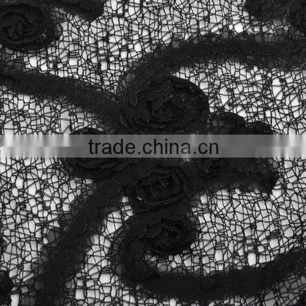 superior quality netting bottom chiffon ribbon flower embroidery lace