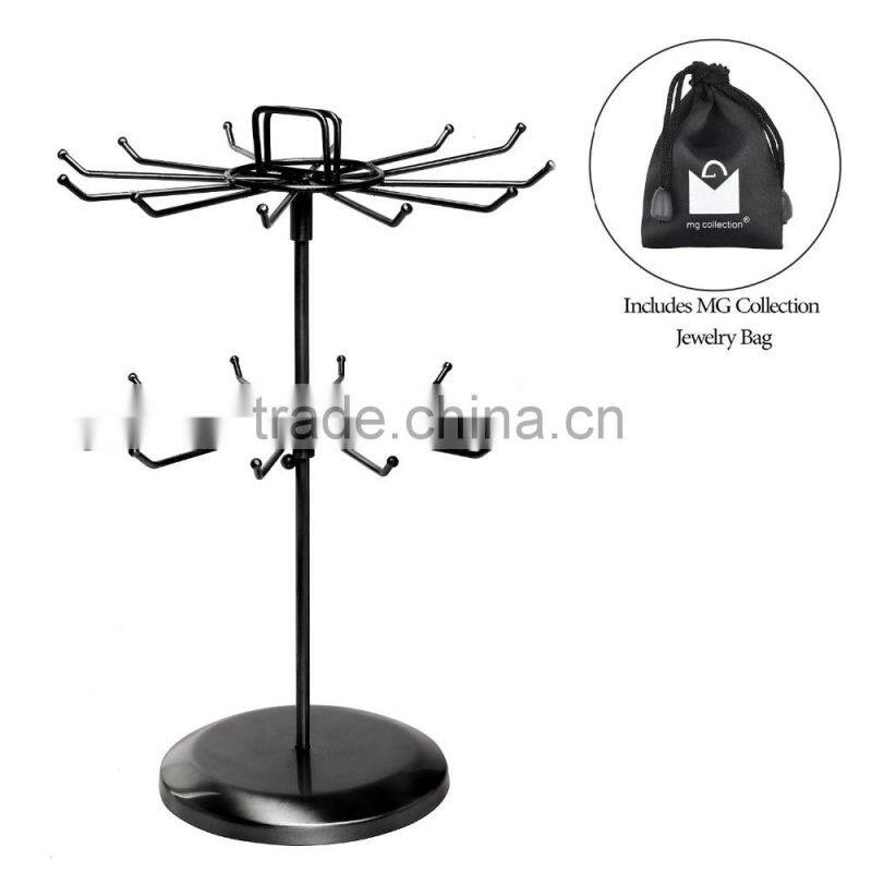 Black Metal Rotating Jewelry Display Stand 2 Tier Necklace Display Stand