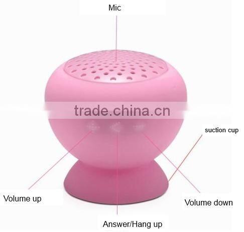 2015 China Latest Bath Suck Waterproof Shower Bluetooth Mini Speaker