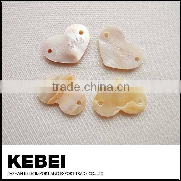 Custom carving shell button with printing word