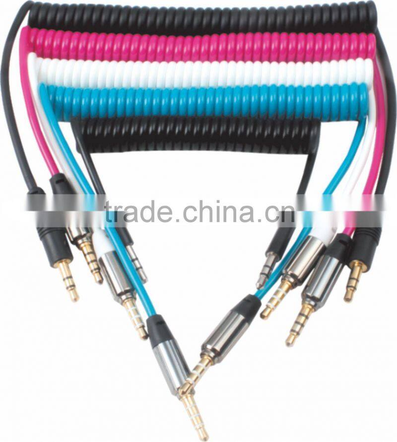 3.5mm plug to 3.5mm plug Retractable audio cable M/M / 3.5mm spring wire cable