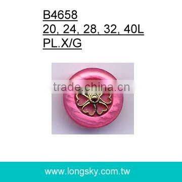 (#B6057) two holes gold plating white rim two parts assembled white garment plastic button