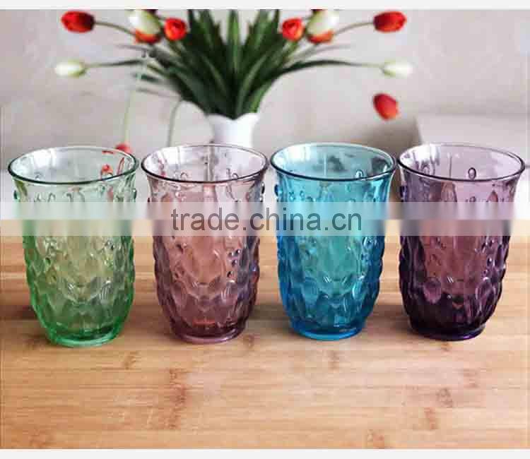wholesale colored tableware embossed glass tumbler