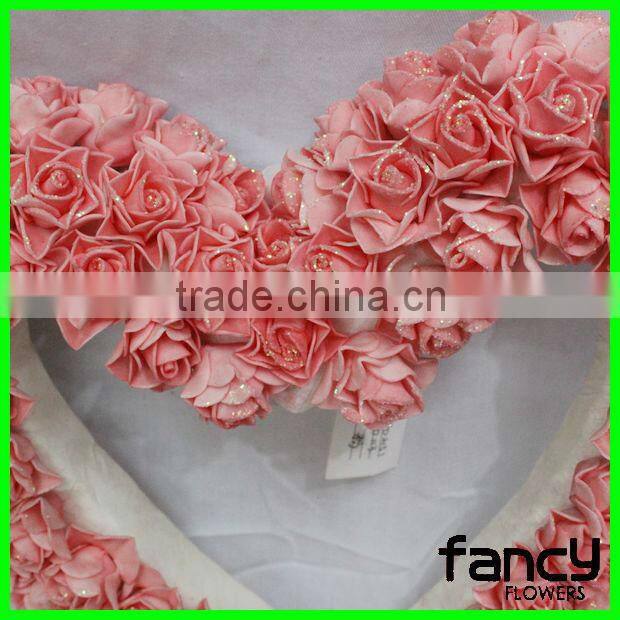 Artificial pink heart shape flower foam for wedding decoration