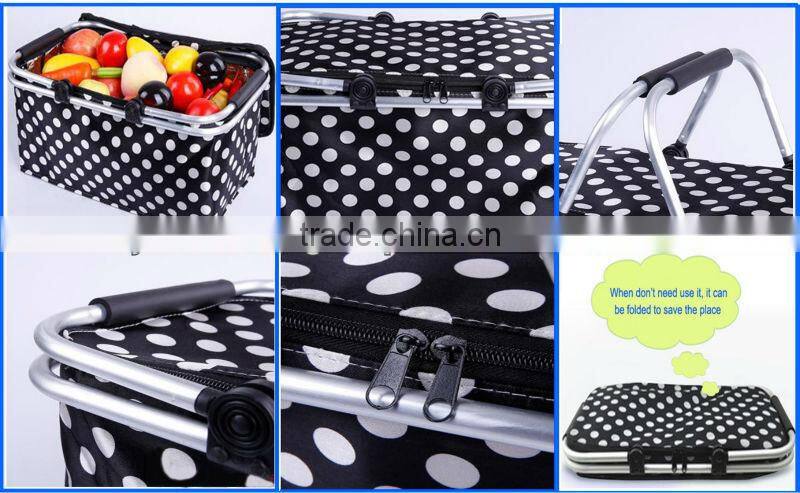 Aluminium frame collapsible 600D polyester insulated picnic basket