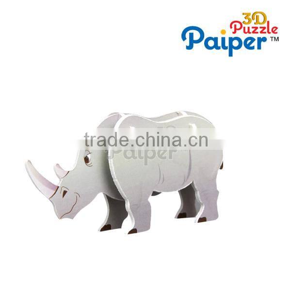 Animal kingdom rhinoceros 3d puzzle model wholesale kids toys