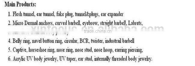 Gold Plated Colorful Custom Fake Stainless Steel Cool Eyebrow Rings Body Piercing Jewelry