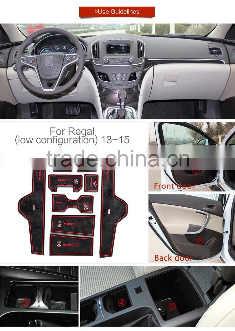 Car accessories Car Door slot rubber mats for Buick Regal( low configuration) 2014-2015 9pcs/set