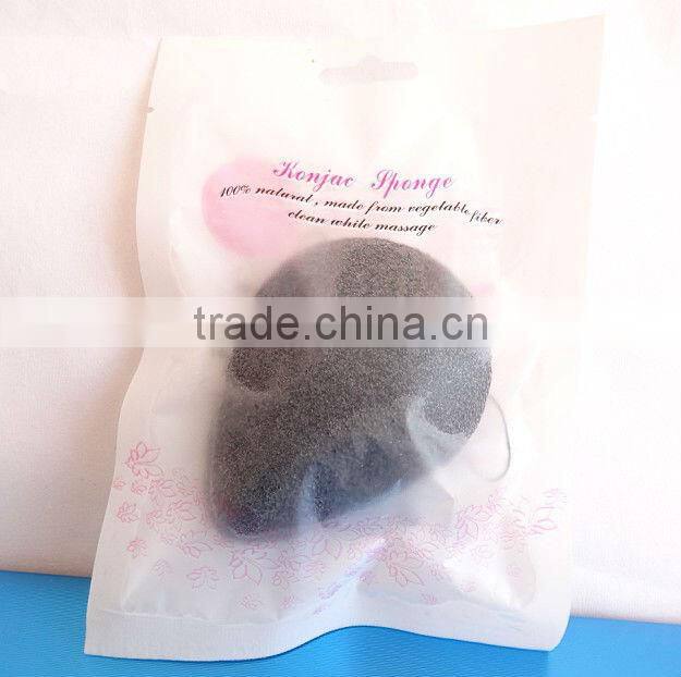 2012 hot-selling charcoal konjac sponge , water-drop konjac sponge