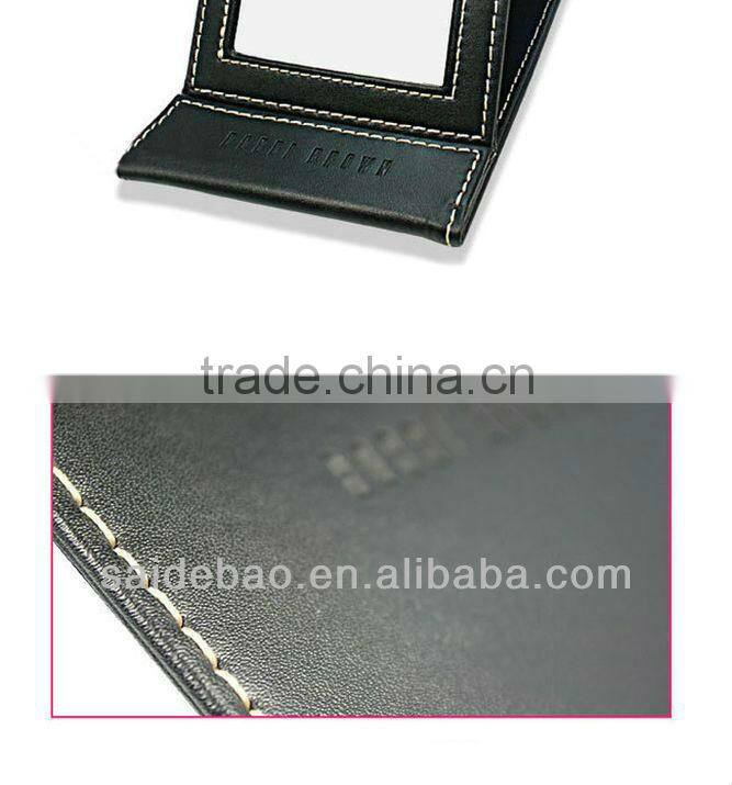 Black Leather Folding cosmetic mirror fold beauty mirror makeup make up tool