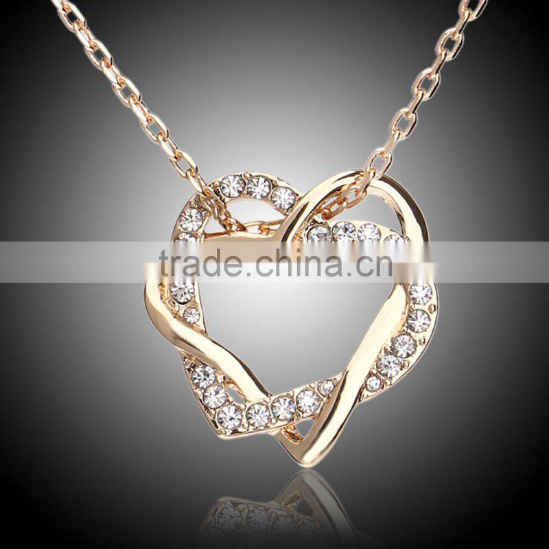 18k women fashion gold heart necklace designs girls high quality 2015
