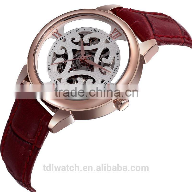 Genuine Leather Mechanical Skeleton Japan Movement Watch