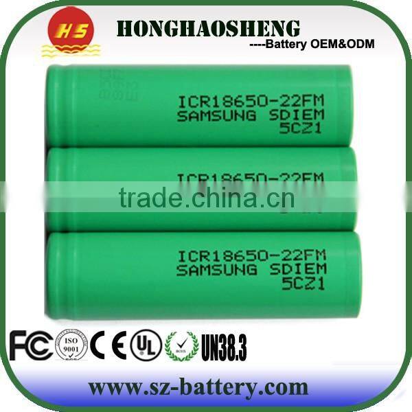 High quality Green 18650 battery samsung 22F wholesale 18650 2200mah 3.7v battery