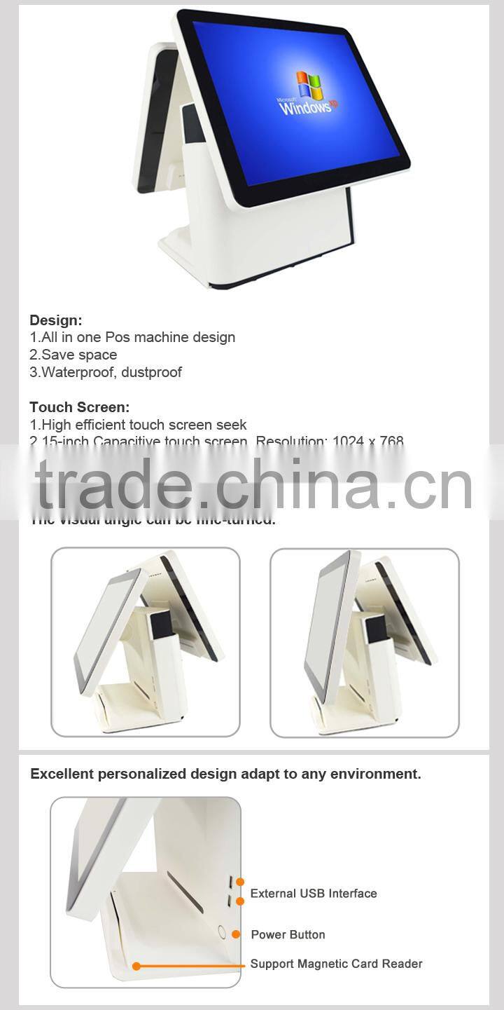 2015 New Modern Pos System Machine Touch Dual Screen Pos Systems Tablet White IZP010