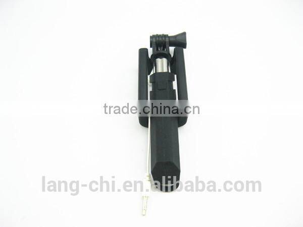 Super mini stainless selfie stick with foldable shape clip/Wire