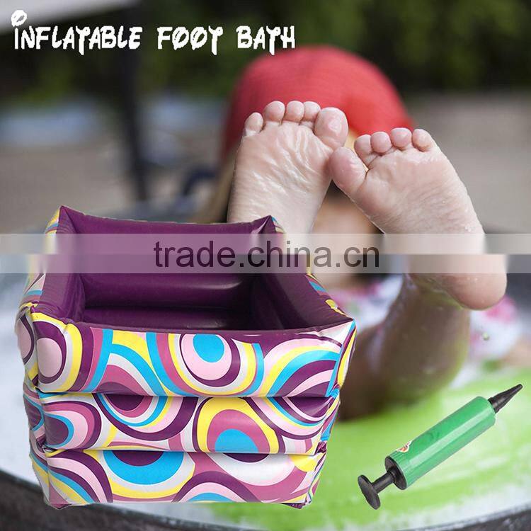 colorful fashion portable square inflatable foot bath tub for travel Pedicure